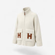 Hermès Women's Wool Knit Jacket With Leather Details, 34, Craie