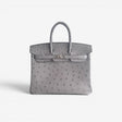 Hermès Birkin 25 Bag, Gris Meyer, Ostrich, Palladium Hardware