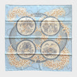 Hermès Legende Brodee Scarf 90, Bleu Ciel, Creme & Marine