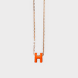 Hermès Mini Pop H Necklace, Orange Soie, Rose Gold Hardware