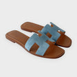 Hermès Women's Oran Denim Sandal, 39, Bleu Clair