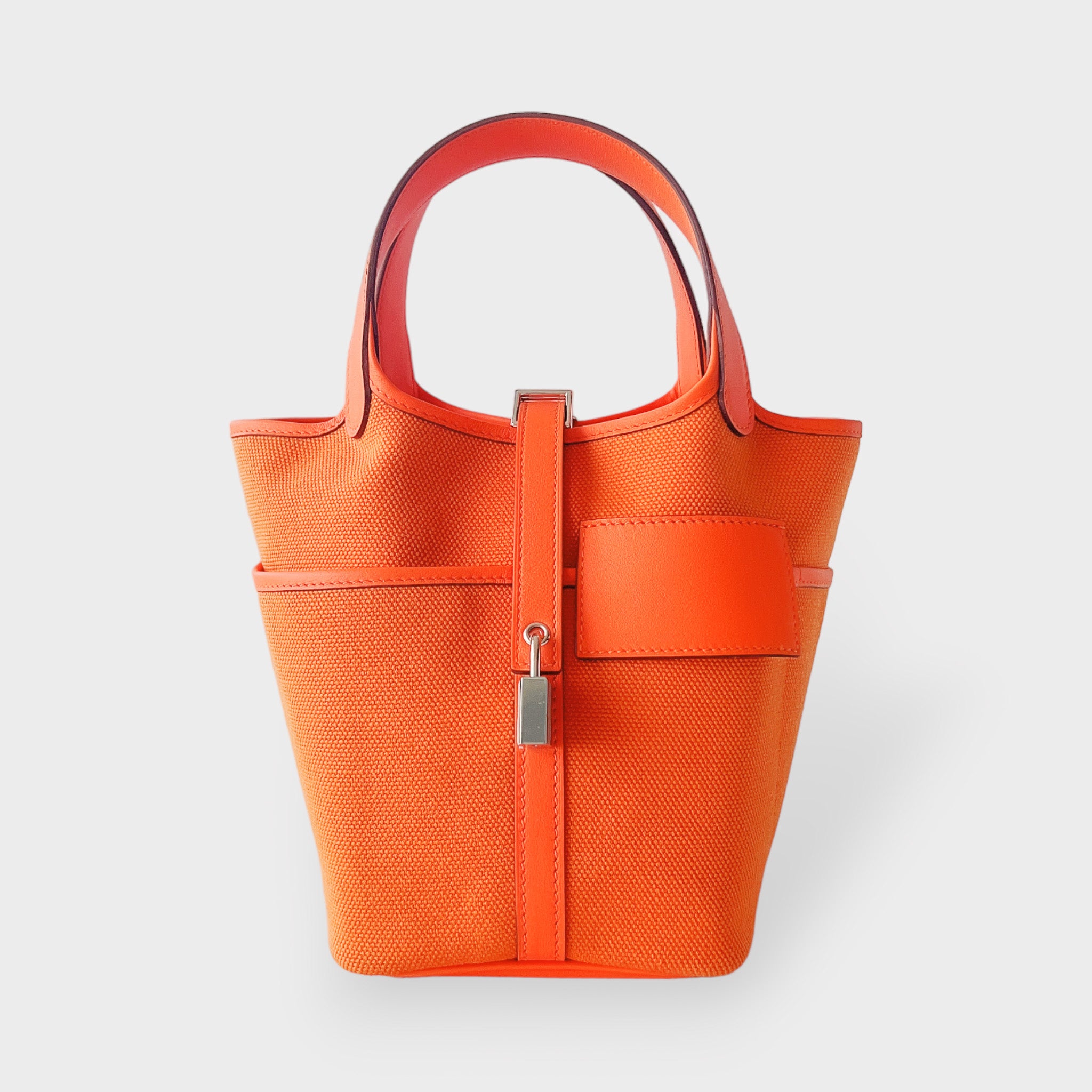 Hermes Picotin Lock 18 Pocket Bag Orange/Orange in Goeland Canvas