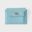 Hermès Kelly Pocket Compact Wallet, Bleu Zephyr, Palladium Hardware