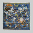 Hermès Le Sacre des Saisons Scarf 90, Anthracite Blue, Caramel & Gold