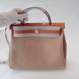 Hermès Herbag Zip 31 In Chai And Fauve, With Gold Hardware
