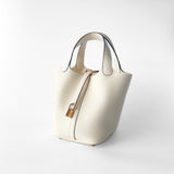 Hermes Picotin Lock Bag 18 In Nata Clemence Leather And Gold Hardware