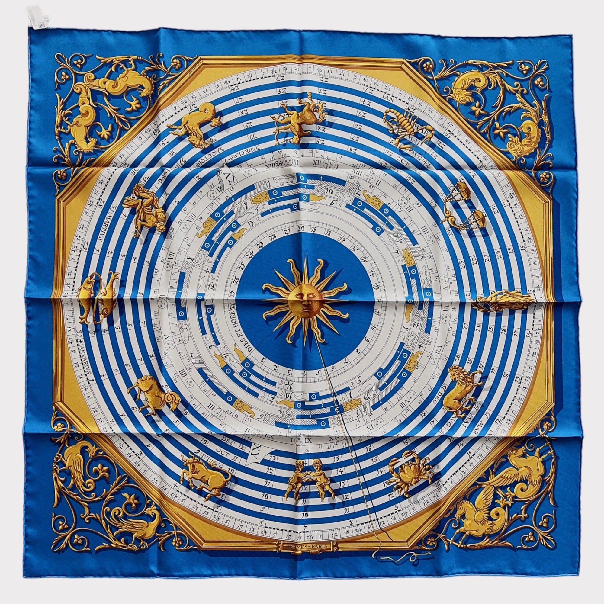 Hermes Blue Astrologie Printed Silk Square Scarf Hermes