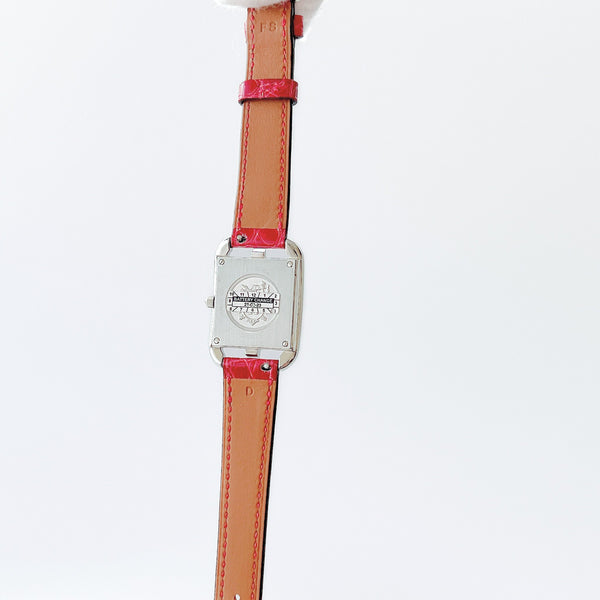 Hermes Cape Cod Watch With Diamonds And A Red Croc Strap, Small, 31mm - Found Fashion