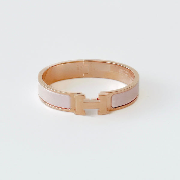 Hermes Clic H Bracelet In Pink And Rose Gold, GM - Found Fashion