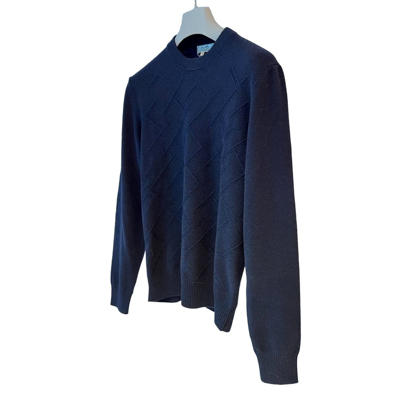 Hermes Jeux de points H en Biais" Crewneck Sweater In Marine, Size M - Found Fashion