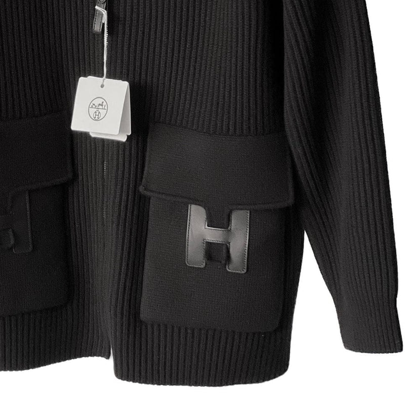 Hermes Women's Blouson Détails Cuir Jacket In Black, Size 42 - Found Fashion