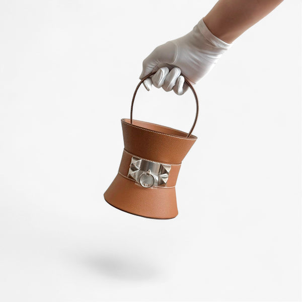 Hermes Mini Medor In Gold Epsom Leather And Palladium Hardware, K Stamp