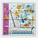 Hermes Tea For Two Silk Scarf 90 In White, Pink & Multicolour