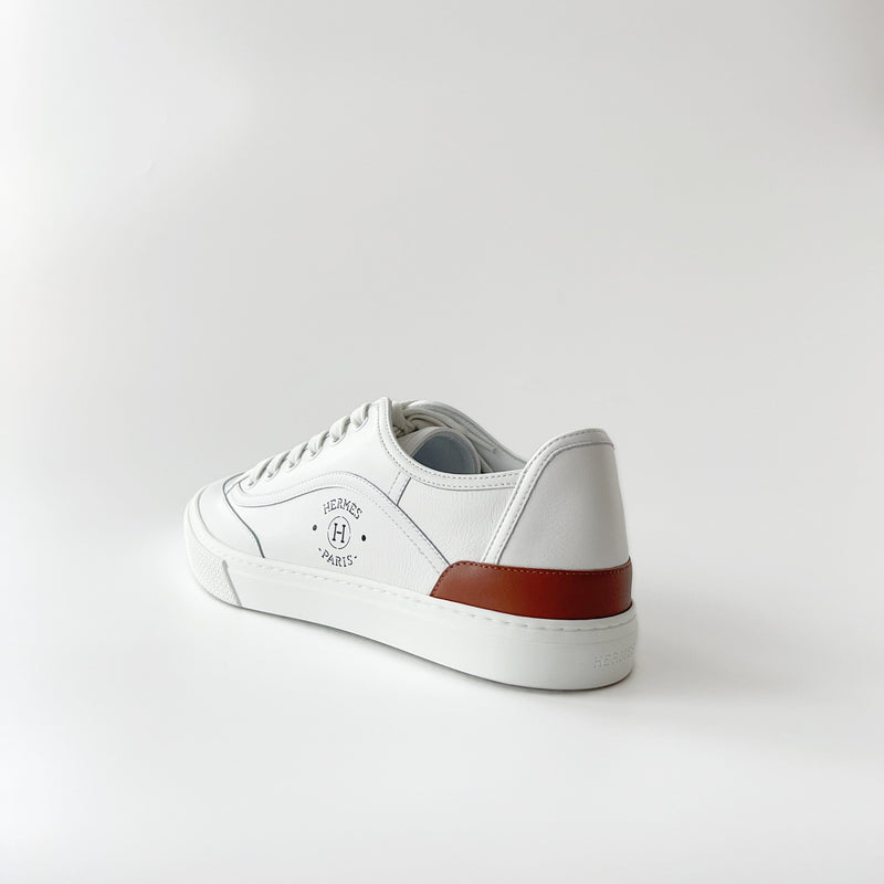 Hermes Men's Get Sneaker In White, Size 42.5