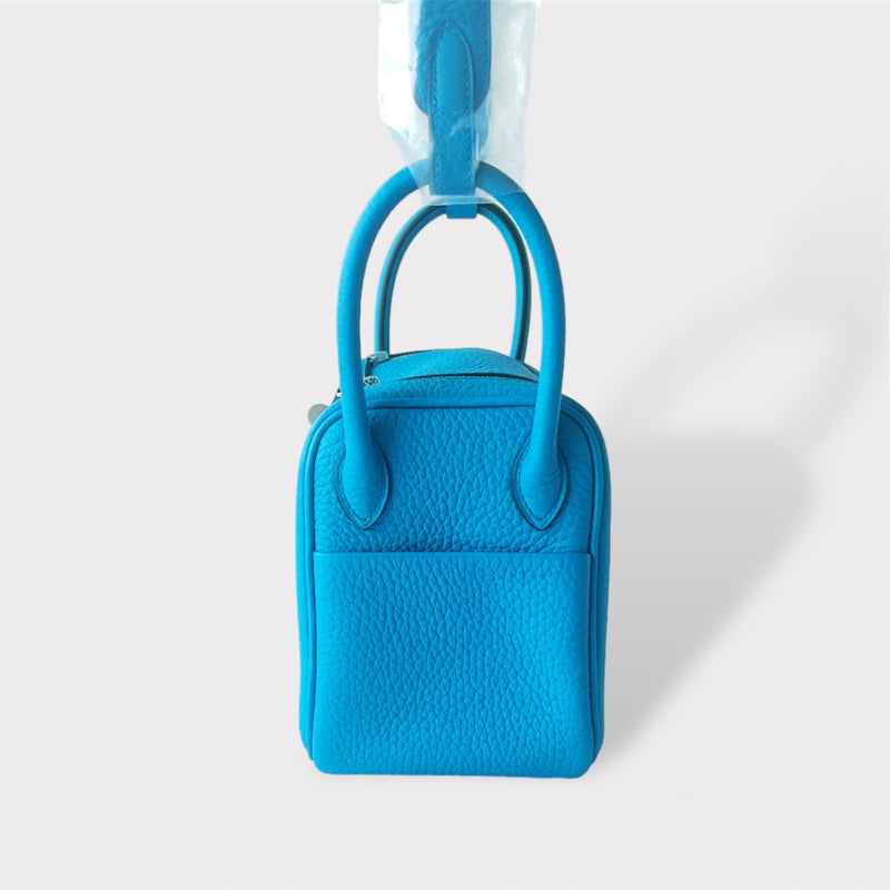 Hermes Mini Lindy In Bleu Frida, Palladium Hardware, Taurillon Clemence Leather