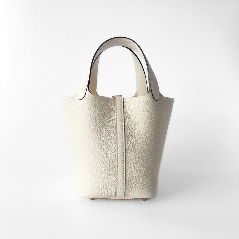 Hermes Picotin Lock Bag 18 In Nata Clemence Leather And Gold Hardware