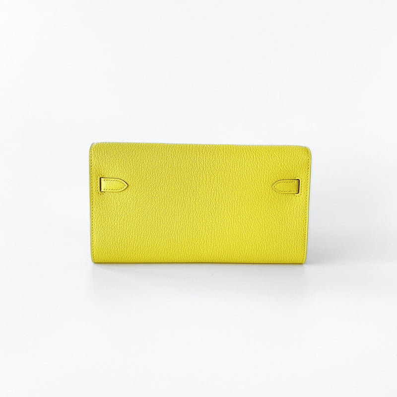 Hermes Kelly Classique To Go Wallet, In Jaune De Naples, Yellow Epsom Leather With Gold Hardware