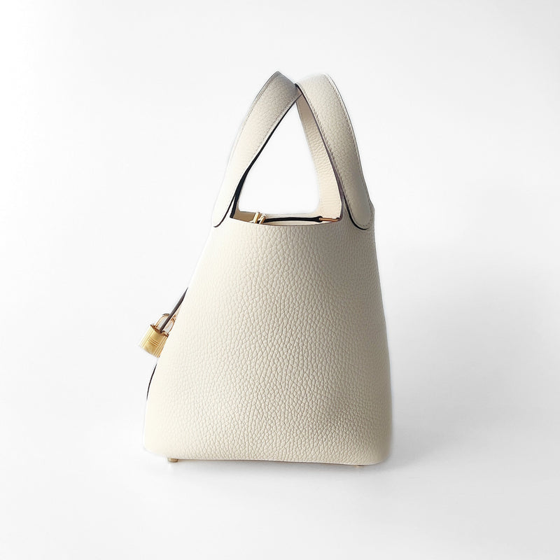 Hermes Picotin Lock Bag 18 In Nata Clemence Leather And Gold Hardware