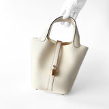 Hermes Picotin Lock Bag 18 In Nata Clemence Leather And Gold Hardware
