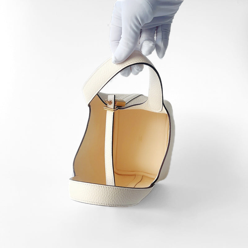 Hermes Picotin Lock Bag 18 In Nata Clemence Leather And Gold Hardware