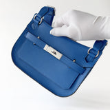 Hermes Jypsiere Mini Bag In Blue With Palladium Hardware