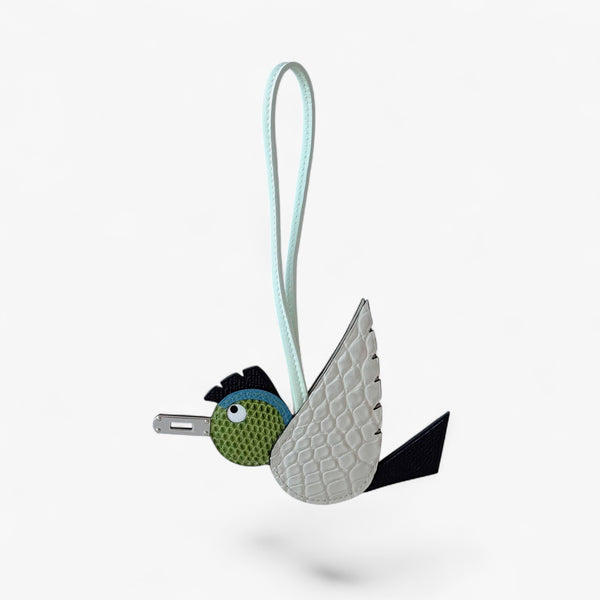 Hermès  Birdy charm, Béton, Noir & Vert Fizz, Palladium Hardware