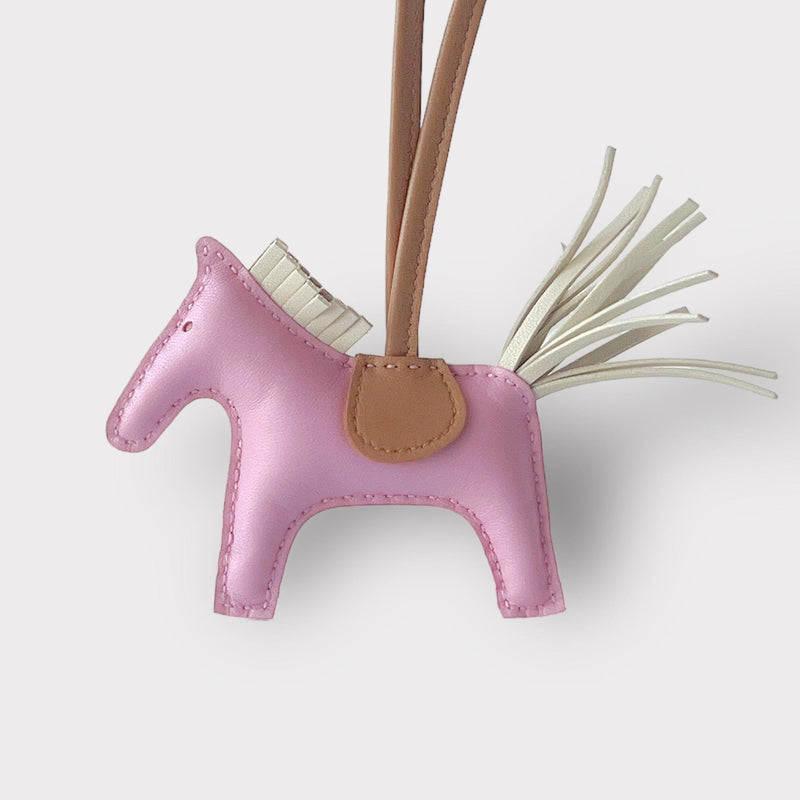 Hermes Rodeo PM Bag Charm In Mauve Sylvestre, Chai & Craie