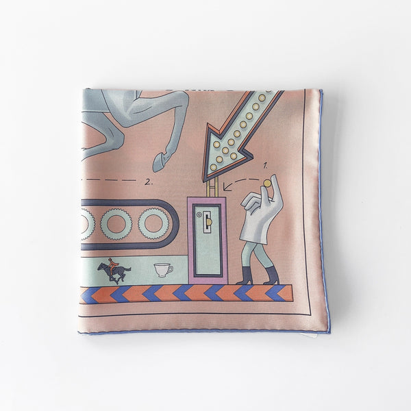 Hermes Tea For Two Scarf 90 In Rose Poudré / Blanc / Bleu