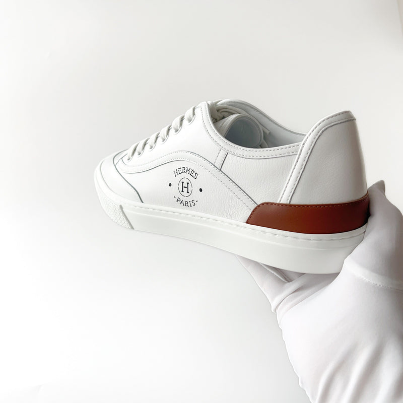 Hermes Men's Get Sneaker In White, Size 42.5