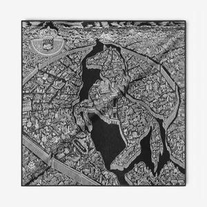 Hermès La Cite Cavaliere La Nuit Embroidered Scarf 90