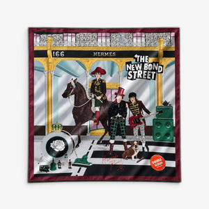 Hermès The New Hermès Record Scarf 70, Limited Edition, Gris, Bordeaux & Vie