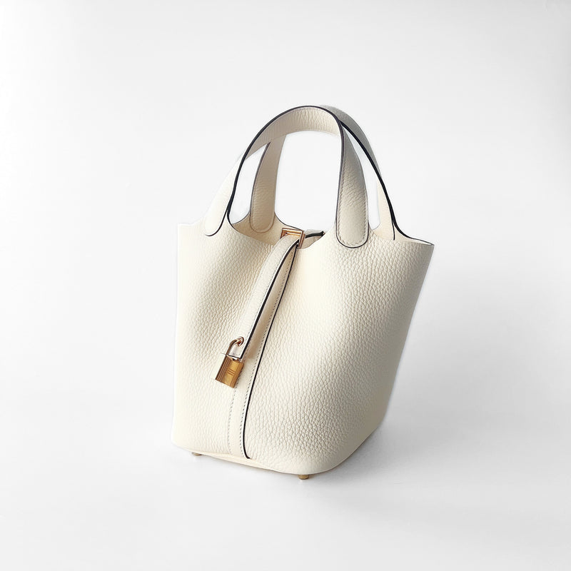 Hermes Picotin Lock Bag 18 In Nata Clemence Leather And Gold Hardware
