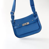 Hermes Jypsiere Mini Bag In Blue With Palladium Hardware