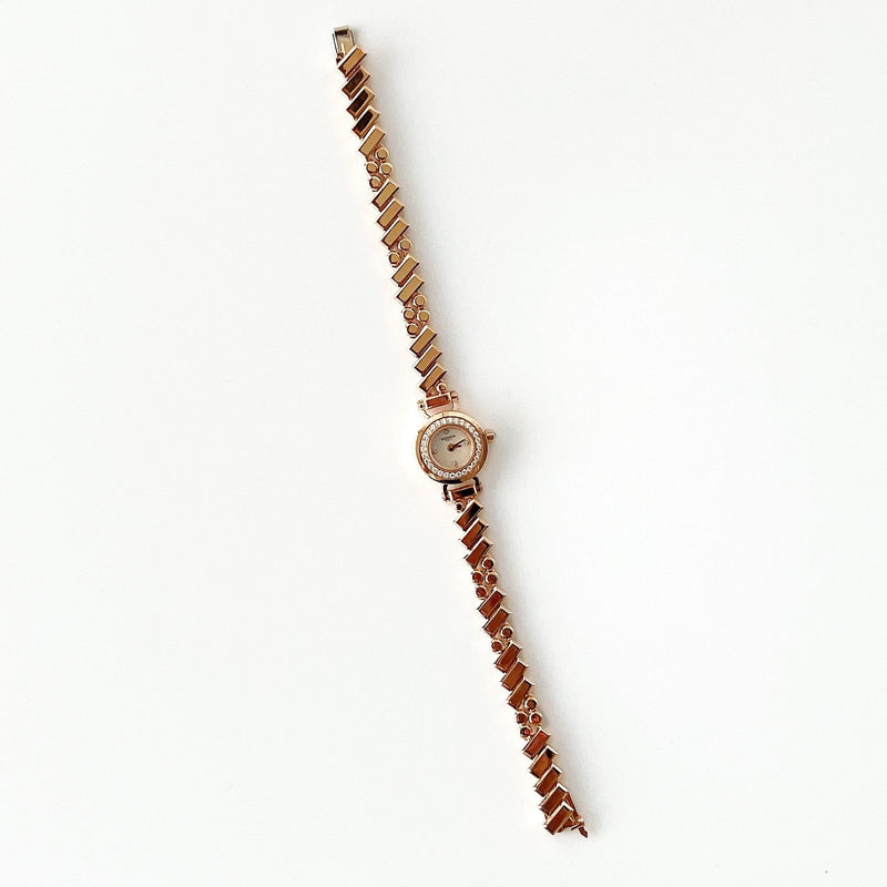 Hermes Faubourg Polka Watch In Rose Gold And Diamonds, Mini Model, 15mm