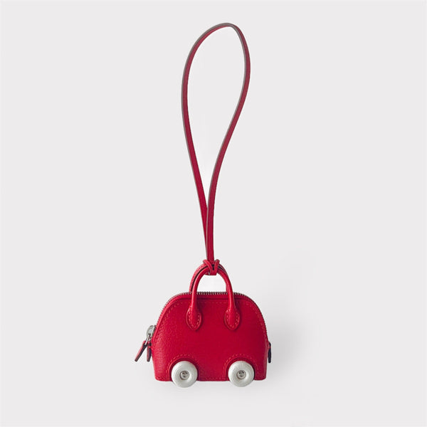 Hermès Bolide on Wheels Bag Charm In Chamkila Goatskin, Rouge de Coeur
