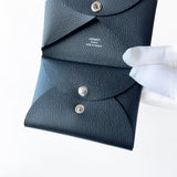 Hermes Calvi Duo Card Holder In Noir, Black Epsom Leather