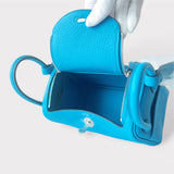 Hermes Mini Lindy In Bleu Frida, Palladium Hardware, Taurillon Clemence Leather