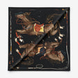 Hermès Grand Galop Embroidered Scarf 90, Noir, Etoupe & Terre de Sienne