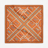 Hermes Couvertures et Tenues de Jour Bandana Scarf, Orange Cuit, Crème & Ardoise