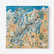 Hermès Academia Hippica Scarf 90, Bleu Azur, Beige Doré & Vert