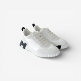 Hermes Men's Bouncing Sneaker In White And Black, Size 43