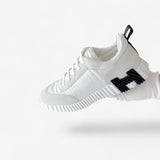 Hermes Men's Bouncing Sneaker In White And Black, Size 43
