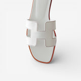 Hermès Women's Oran Sandal In White, Size 40