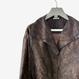 Hermes Women's Chemise Col Drape A Liens Marbre Mosaique Medor, Marron & Prune, 36