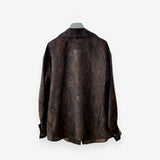 Hermes Women's Chemise Col Drape A Liens Marbre Mosaique Medor, Marron & Prune, 36