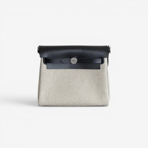 Hermès Mini Herbag 20, Ecru & Noir, Palladium Hardware