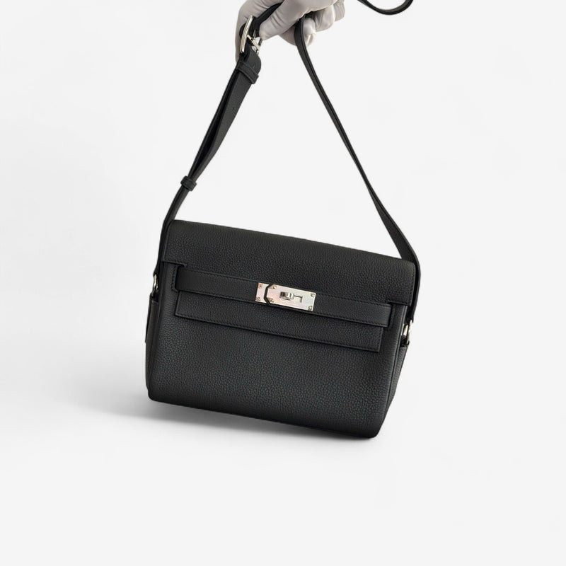 Hermès Kelly Messenger, Bleu Ocean, Palladium Hardware, K Stamp