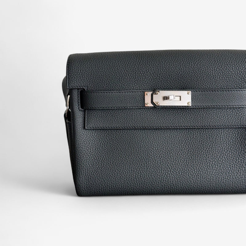 Hermès Kelly Messenger, Bleu Ocean, Palladium Hardware, K Stamp