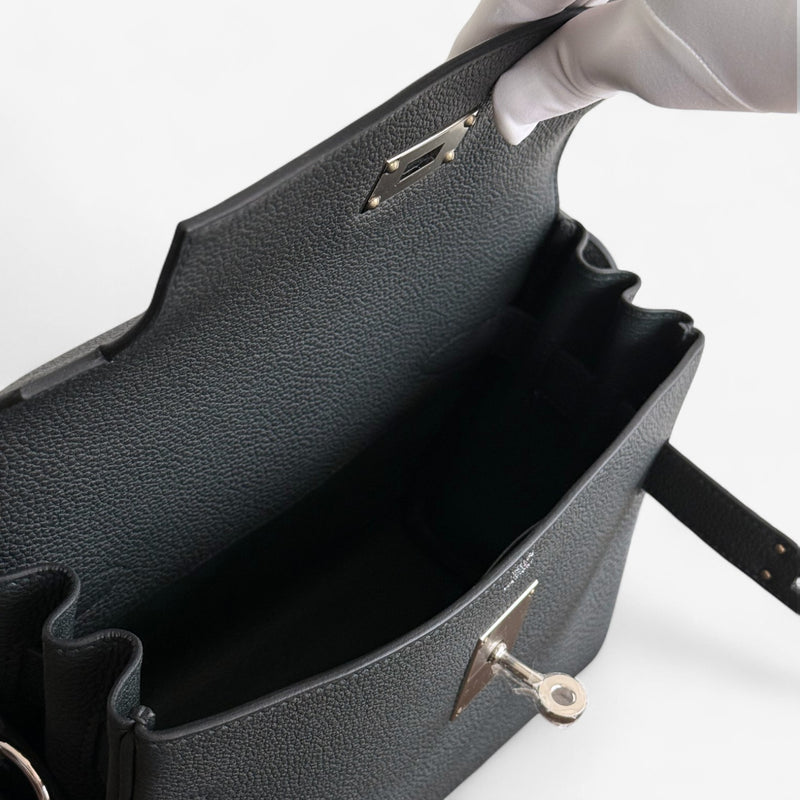 Hermès Kelly Messenger, Bleu Ocean, Palladium Hardware, K Stamp