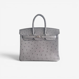 Hermès Birkin 25 Bag, Gris Meyer, Ostrich, Palladium Hardware